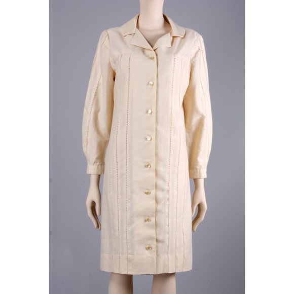 L/XL Vintage 60s Long Sleeve Simple Knee Dress - Picture 3 of 9